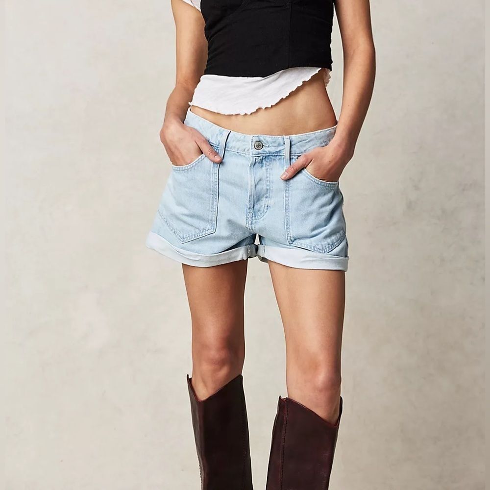 Free People Beginner’s Luck Slouch Shorts In Rookie Wash